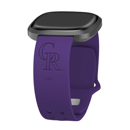 Image of Game Time Colorado Rockies Engraved Silicone Watch Band Compatible with Fitbit Versa 3 and Sense (Purple)
