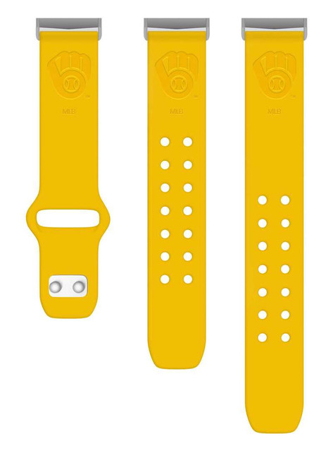 Image of Game Time Milwaukee Brewers Engraved Silicone Watch Band Compatible with Fitbit Versa 3 and Sense (Yellow)