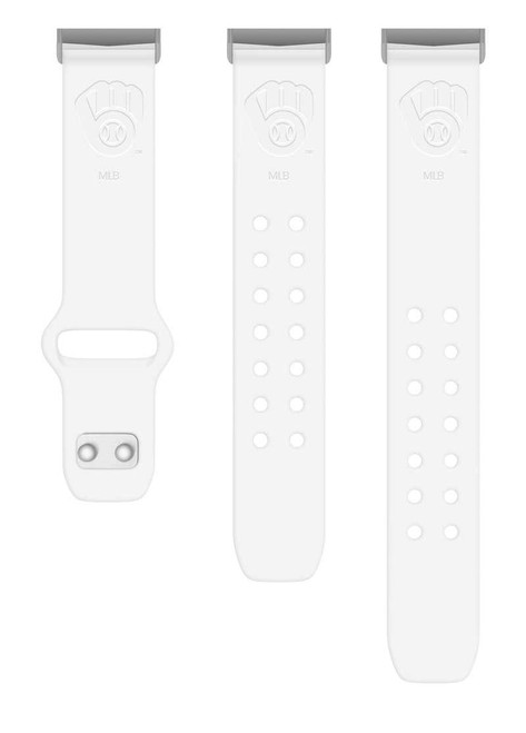 Image of Game Time Milwaukee Brewers Engraved Silicone Watch Band Compatible with Fitbit Versa 3 and Sense (White)