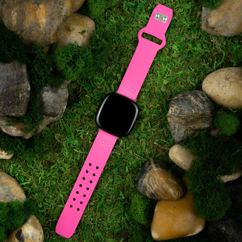 Image of Game Time Tampa Bay Rays Engraved Silicone Watch Band Compatible with Fitbit Versa 3 and Sense (Pink)