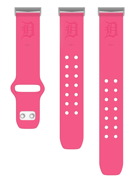Image of Game Time Detroit Tigers Engraved Silicone Watch Band Compatible with Fitbit Versa 3 and Sense (Pink)