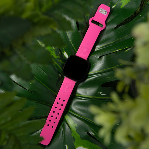 Image of Game Time Houston Astros Engraved Silicone Watch Band Compatible with Fitbit Versa 3 and Sense (Pink)