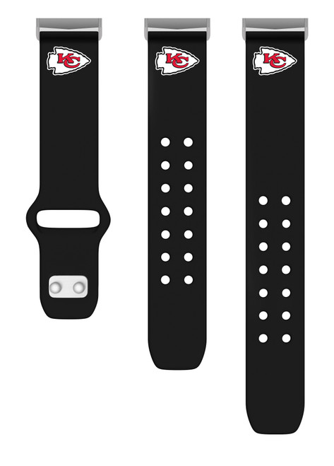 Game Time Kansas City Chiefs Silicone Watch Band Compatible with Fitbit Versa 3 and Sense (Black)