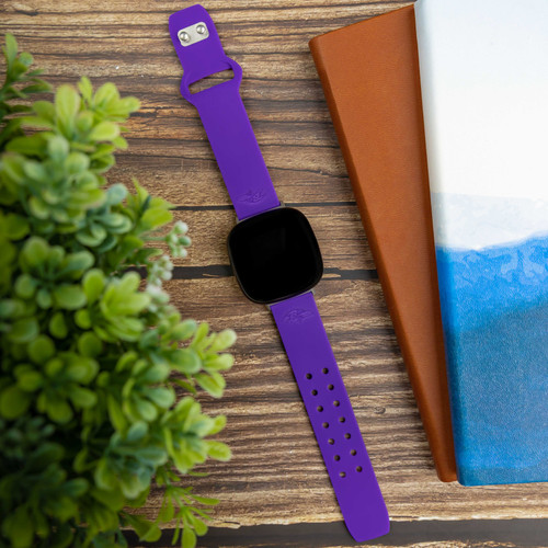 Image of Game Time Baltimore Ravens Engraved Silicone Watch Band Compatible with Fitbit Versa 3 and Sense (Purple)