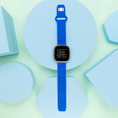 Image of Game Time Buffalo Bills Engraved Silicone Watch Band Compatible with Fitbit Versa 3 and Sense (Blue)