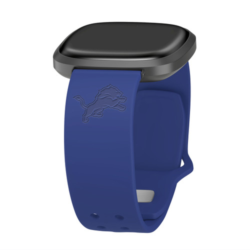 Image of Game Time Detroit Lions Engraved Silicone Watch Band Compatible with Fitbit Versa 3 and Sense (Blue)