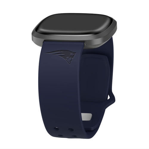 Game Time New England Patriots Engraved Silicone Watch Band Compatible with Fitbit Versa 3 and Senses (Navy)