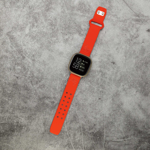 Image of Game Time Tampa Bay Buccaneers Engraved Silicone Watch Band Compatible with Fitbit Versa 3 and Sense (Red)