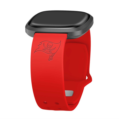 Image of Game Time Tampa Bay Buccaneers Engraved Silicone Watch Band Compatible with Fitbit Versa 3 and Sense (Red)