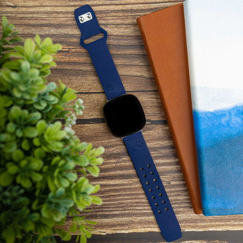 Image of Game Time Tennessee Titans Engraved Silicone Watch Band Compatible with Fitbit Versa 3 and Sense (Navy)