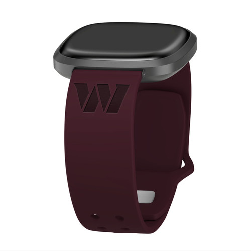 Image of Game Time Washington Commanders Engraved Silicone Watch Band Compatible with Fitbit Versa 3 and Sense (Maroon)