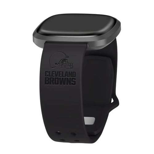 Image of Game Time Cleveland Browns Engraved Silicone Watch Band Compatible with Fitbit Versa 3 and Sense (Black)