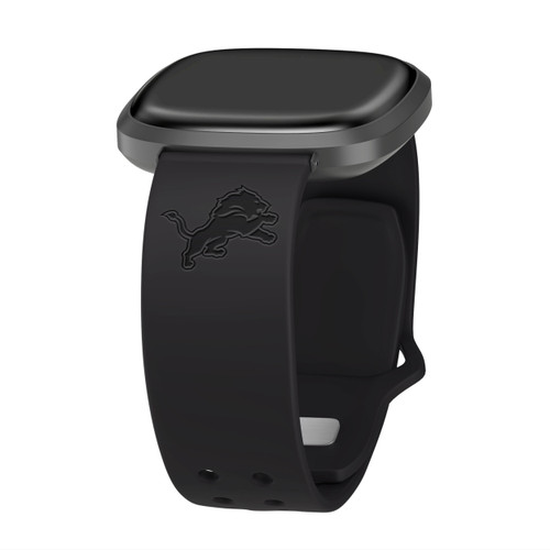 Image of Game Time Detroit Lions Engraved Silicone Watch Band Compatible with Fitbit Versa 3 and Sense (Black)