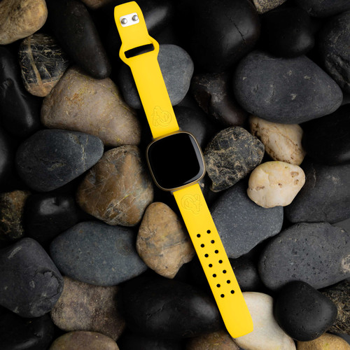 Image of Game Time Los Angeles Rams Engraved Silicone Watch Band Compatible with Fitbit Versa 3 and Sense (Yellow)