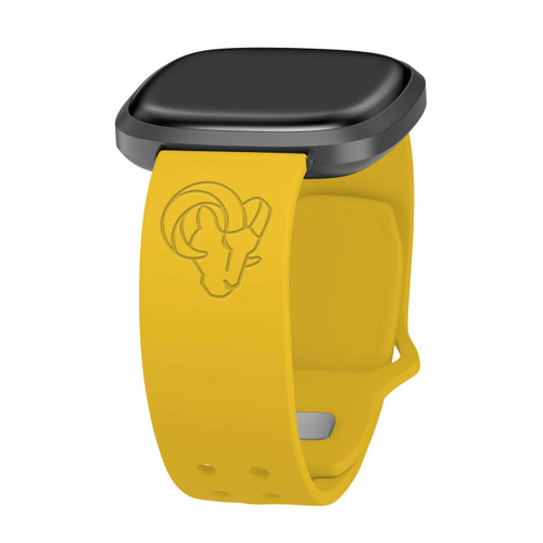 Image of Game Time Los Angeles Rams Engraved Silicone Watch Band Compatible with Fitbit Versa 3 and Sense (Yellow)