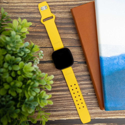 Image of Game Time Los Angeles Chargers Engraved Silicone Watch Band Compatible with Fitbit Versa 3 and Sense (Yellow)