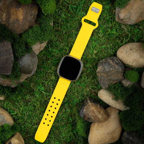 Image of Game Time Washington Commanders Engraved Silicone Watch Band Compatible with Fitbit Versa 3 and Sense (Yellow)