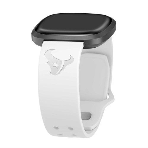 Image of Game Time Houston Texans Engraved Silicone Watch Band Compatible with Fitbit Versa 3 and Sense (White)