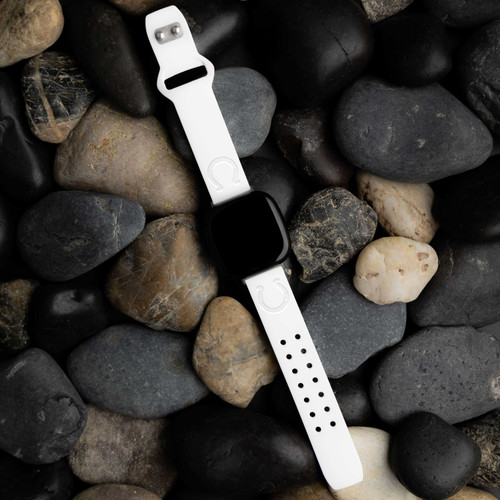 Image of Game Time Indianapolis Colts Engraved Silicone Watch Band Compatible with Fitbit Versa 3 and Sense (White)