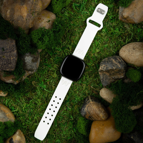 Image of Game Time Washington Commanders Engraved Silicone Watch Band Compatible with Fitbit Versa 3 and Sense (White)