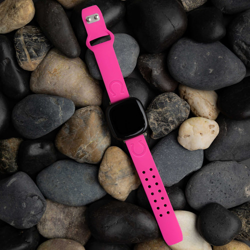 Image of Game Time Indianapolis Colts Engraved Silicone Watch Band Compatible with Fitbit Versa 3 and Sense (Pink)
