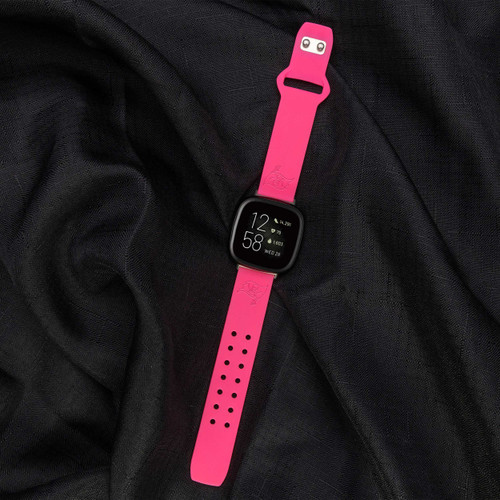 Image of Game Time Tampa Bay Buccaneers Engraved Silicone Watch Band Compatible with Fitbit Versa 3 and Sense (Pink)