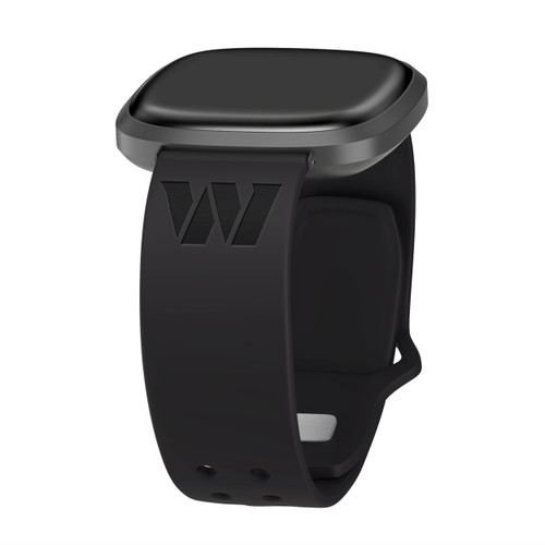 Image of Game Time Washington Commanders Engraved Silicone Watch Band Compatible with Fitbit Versa 3 and Sense (Black)