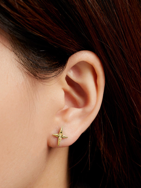 Image of Ania Haie Cross Stud Earrings Gold-Plated Sterling Silver
