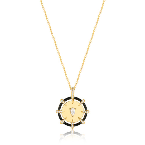 Ania Haie 16"+2" Sparkle Point Medallion Necklace Gold-Plated Sterling Silver