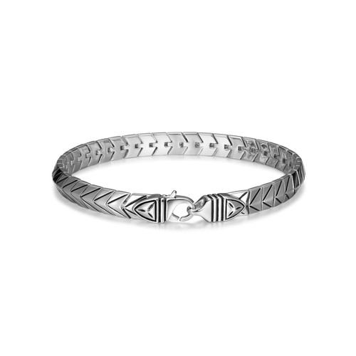 Additional view of 8.25 inch 7mm Wide Mens Rhodium-Plated Sterling Silver Arrowhead Link Bracelet