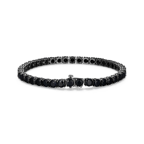 Additional view of 8.5 inch 5mm Mens Sterling Silver Black-Coated Bracelet w/ Genuine Black Sapphire