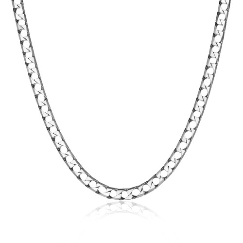 Additional view of 22 inch Mens Rhodium-Plated Sterling Silver Square Curb Chain Necklace