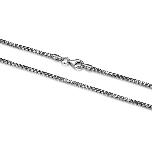 Additional view 2 of 20 inch Mens Rhodium-Plated Sterling Silver Round Box Chain Necklace