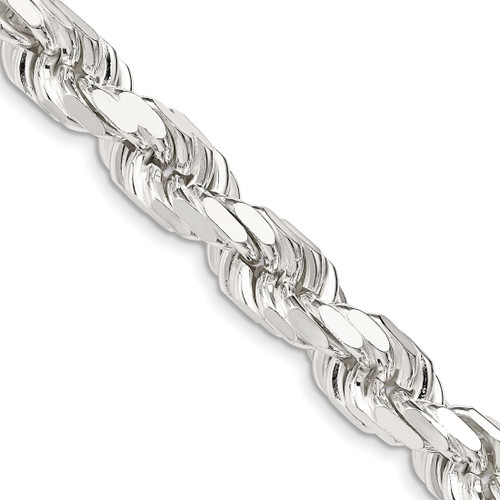 Sterling Silver 9.5mm Diamond-cut Rope Chain QDC200-26