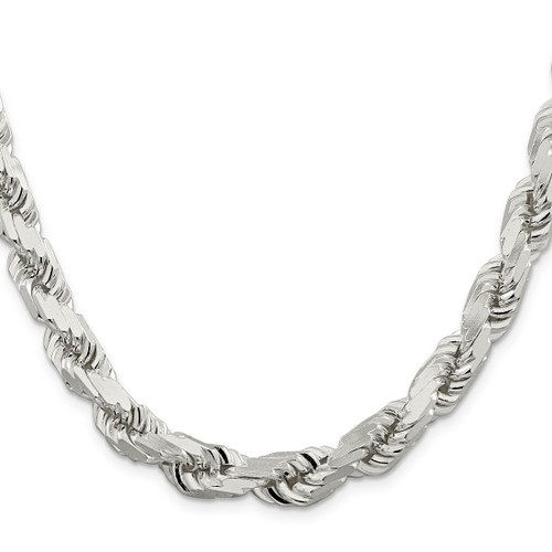 Sterling Silver 9.5mm Diamond-cut Rope Chain QDC200-24