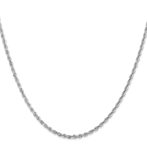 24" 10K White Gold 2.25mm Diamond-cut Quadruple Rope Chain Necklace