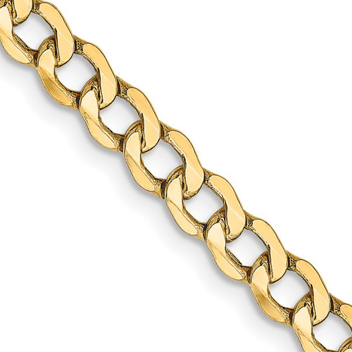 22" 10K Yellow Gold 4.3mm Semi-Solid Curb Link Chain Necklace