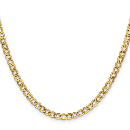 22" 10K Yellow Gold 4.3mm Semi-Solid Curb Link Chain Necklace