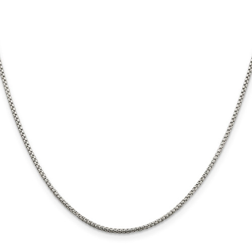 22" Sterling Silver 1.5mm Round Box Chain Necklace