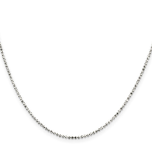 24" Sterling Silver 1.5mm Beaded Chain Necklace