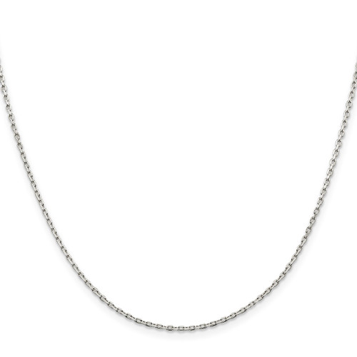 18" Sterling Silver 1.5mm Beveled Oval Cable Chain Necklace w/2in ext.