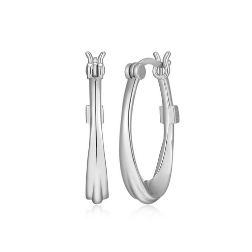 ELLE Jewelry - 25mm Rhodium-Plated Sterling Silver Swirl Collection Hoop Earrings