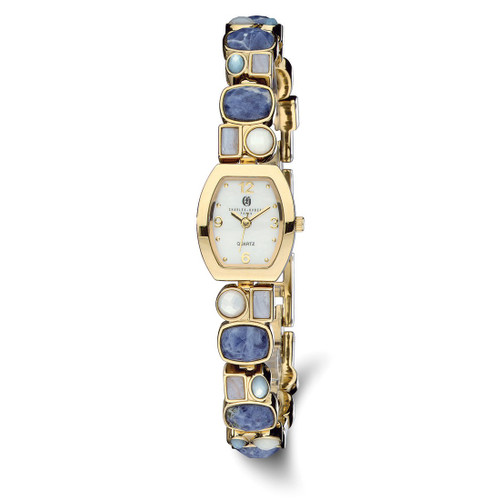 Ladies Charles Hubert Gold-tone Sodalite, Agate & Mother-of-Pearl 18x22 Watch