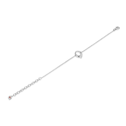 6.5 inch + 2 inch Rhodium-Plated Sterling Silver CZ Circle & Leaf Bracelet by ELLE