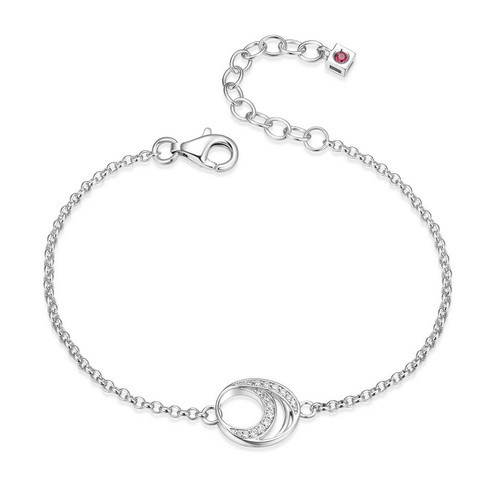 6.5 inch+1.5 inch Sterling Silver inchBetween inch Bracelet with Round Cubic Zirconia on Rolo Chain by ELLE