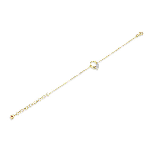 6.5 inch+2 inch Gold- and Rhodium-Plated Sterling Silver Amour CZ Bracelet by ELLE