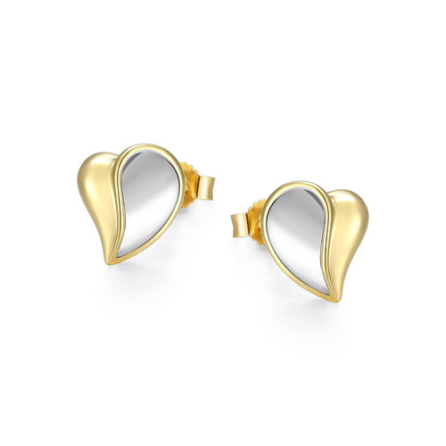 Two-Tone Heart-Shaped Stud Earrings by ELLE