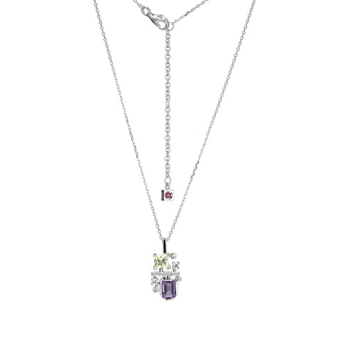 17 inch+2 inch Sterling Silver Lab-Created Alexandrite Sapphire, Lab-Created Yellow Sapphire & Lab-Created White Sapphire Necklace by ELLE