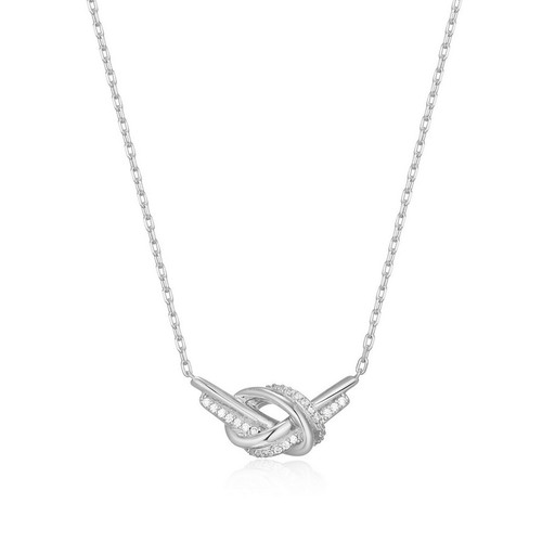 17 inch+3 inch Sterling Silver Cubic Zirconia Interlocking Knot Pendant Necklace by ELLE