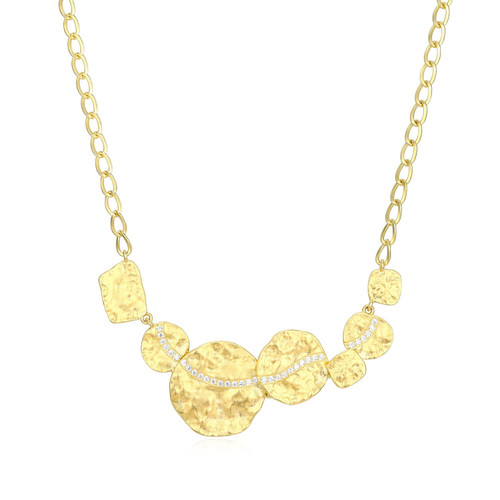 17"+3" Yellow Gold-Plated Sterling Silver Necklace with White CZ by ELLE